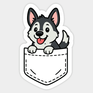 Cute Husky Puppy Pocket Pal Funny Husky Dog Lover Art Sticker